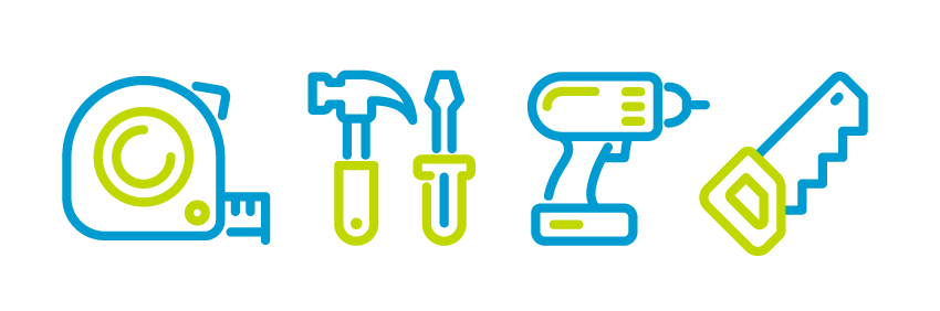 icons of a measuring tape and tools