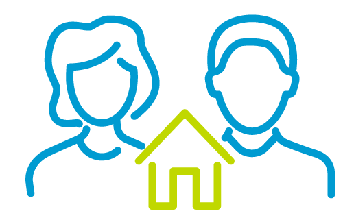 Icon with two people and a home