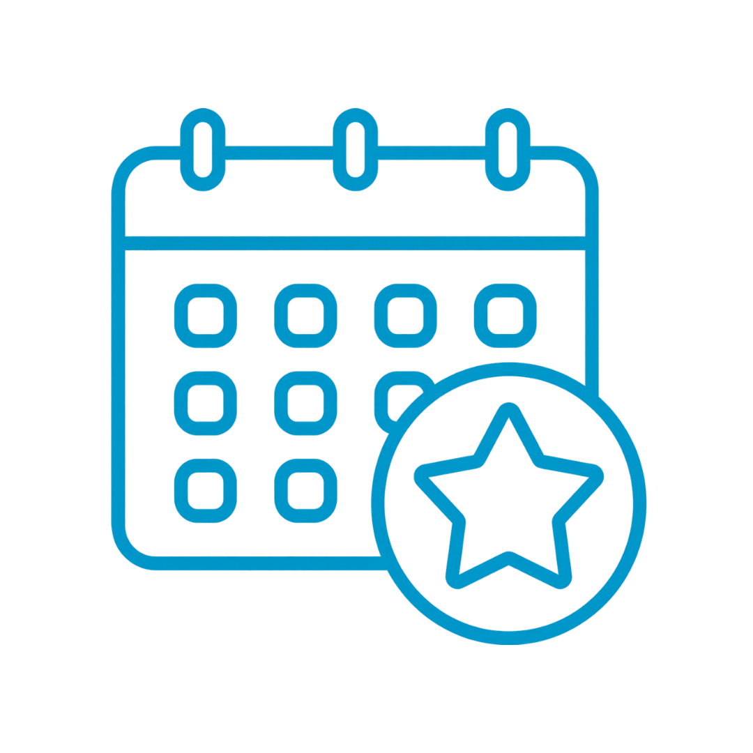 icon of a calendar with a star on a date